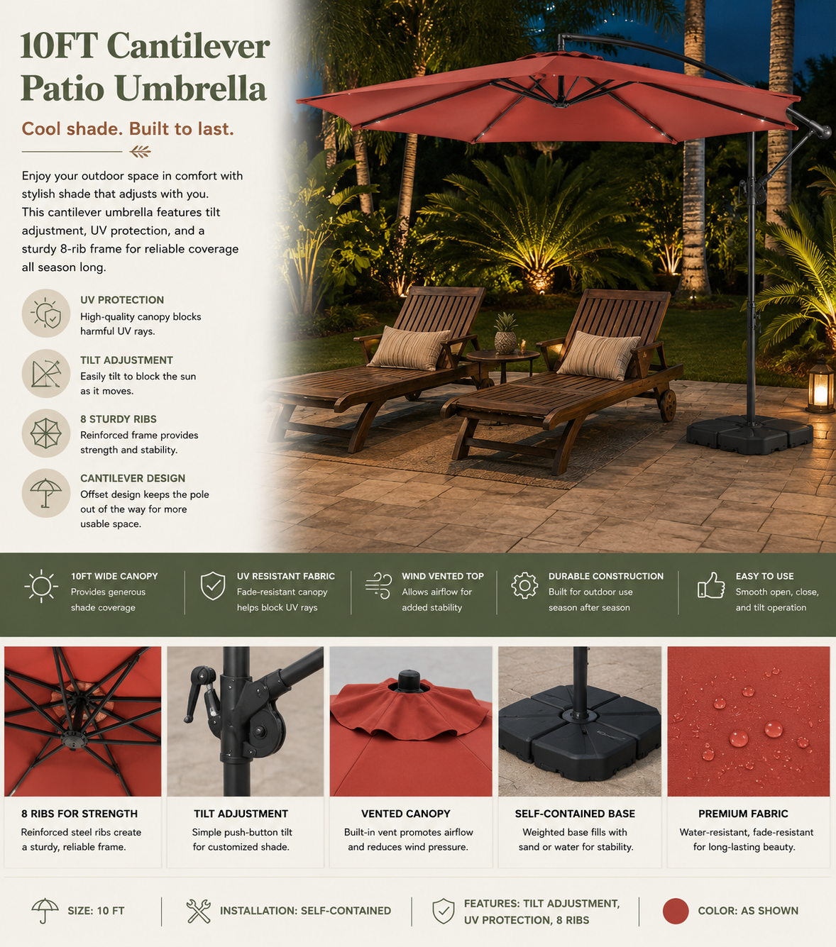 Harbor 10FT Cantilever Patio Umbrella