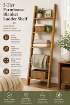 Haven Ridge Willow 5-Tier Farmhouse Blanket Ladder Shelf