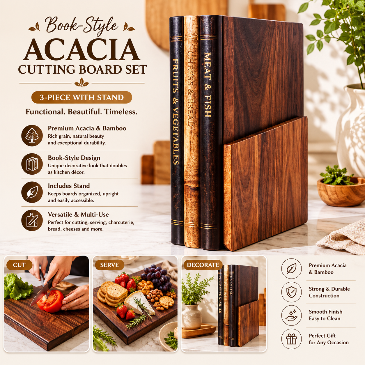 Willow Grove Acacia Cutting Board Set