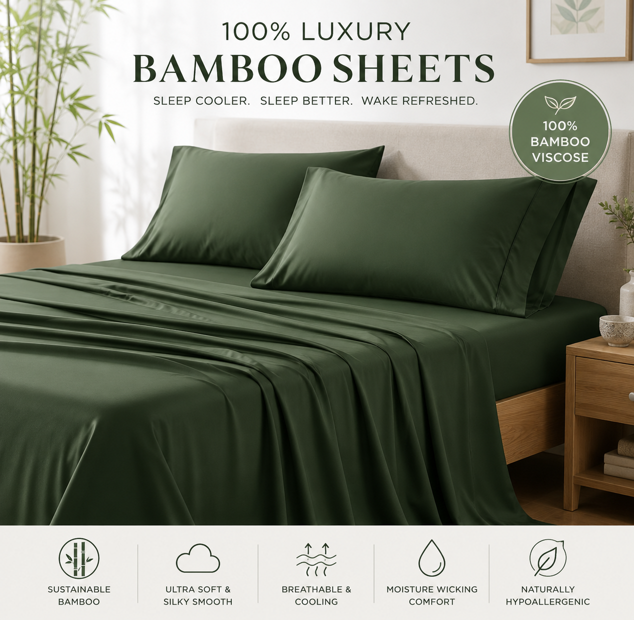 Haven Ridge Luxe Bamboo Viscose Bedding Set – 4 Piece