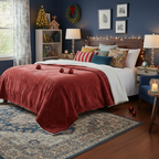 Tache Solid Embossed Merlot Red Reversible Sherpa Throw Blanket (62087)