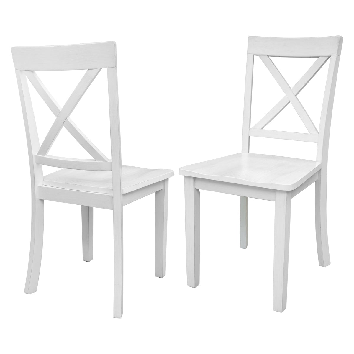 5-Piece White Solid Wood Dining Table Set for 4