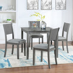5-Piece Square Wooden Dining Set with Upholstered Chairs, Gray