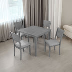 5-Piece Square Wooden Dining Set with Upholstered Chairs, Gray