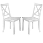 5-Piece White Solid Wood Dining Table Set for 4