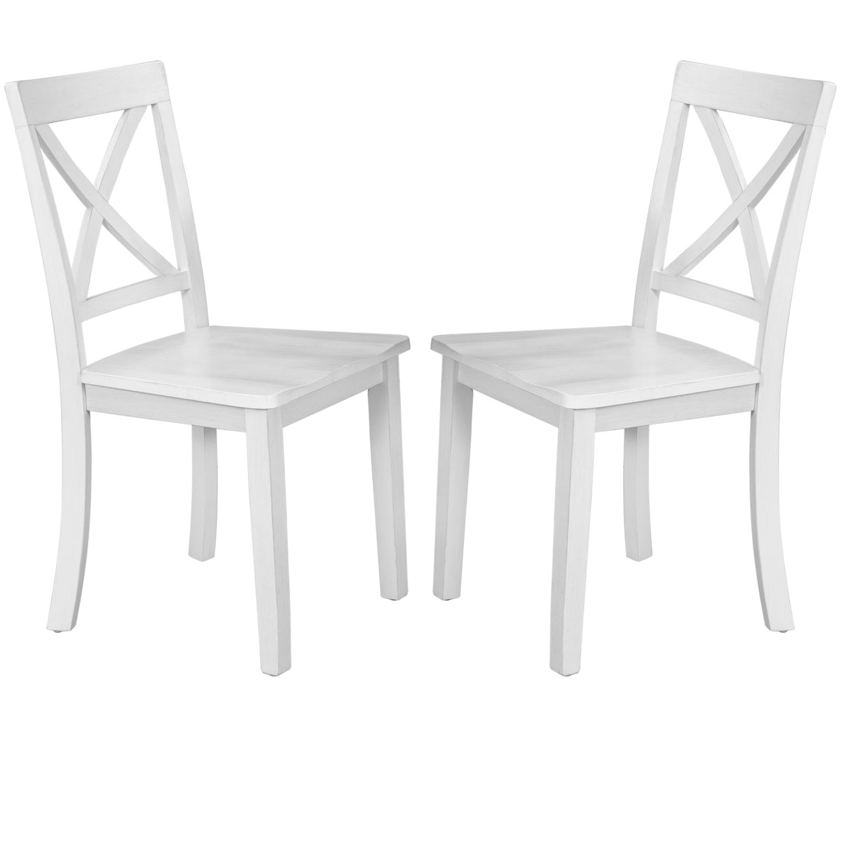 5-Piece White Solid Wood Dining Table Set for 4