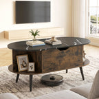 Lift Top Coffee Table with Hidden Compartment and Shelves