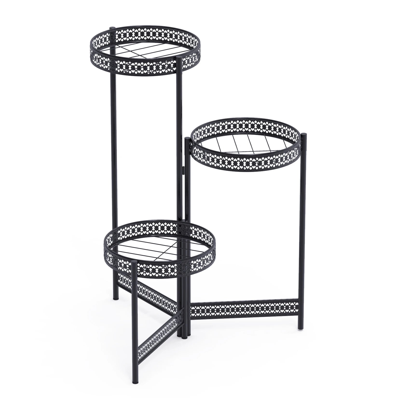 HavenHarbor Modern Metal Plant Stand – 3 & 4 Tier Foldable Indoor & Outdoor Plant Display