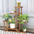 VerdeVista 6-Tier Wooden Plant Stand & Indoor Outdoor Display Shelf