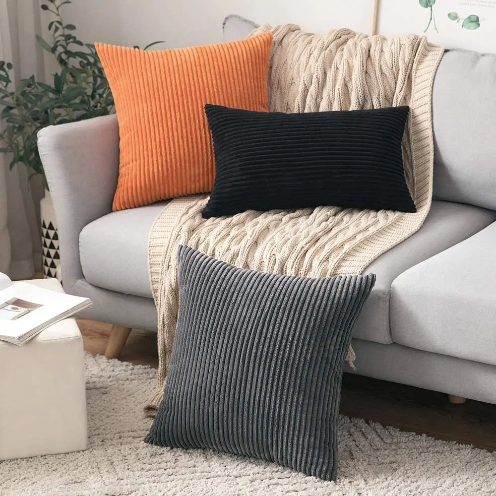 Willow Ridge Corduroy Striped Accent Pillow Cover