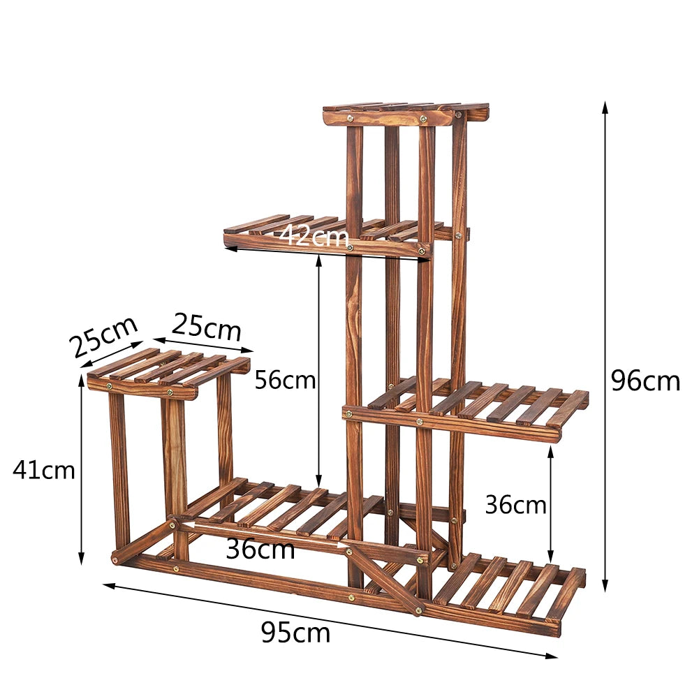 VerdeVista 6-Tier Wooden Plant Stand & Indoor Outdoor Display Shelf
