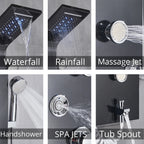 Cascade Royale LED Shower Panel System with Digital Temperature Display & 6-Function Spa Experience