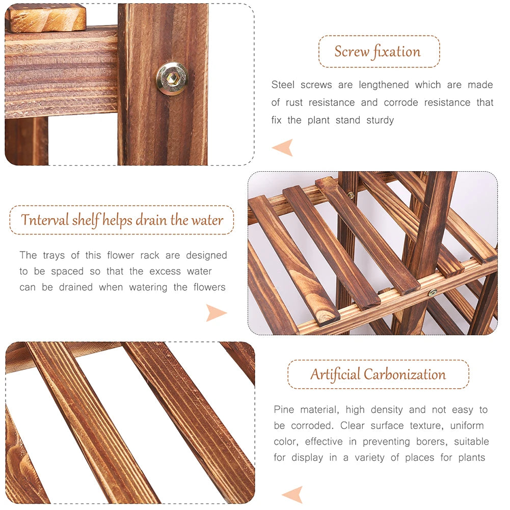 VerdeVista 6-Tier Wooden Plant Stand & Indoor Outdoor Display Shelf
