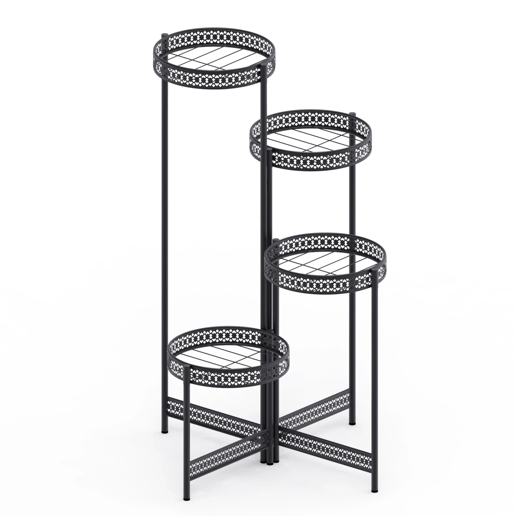 HavenHarbor Modern Metal Plant Stand – 3 & 4 Tier Foldable Indoor & Outdoor Plant Display