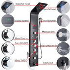 Cascade Royale LED Shower Panel System with Digital Temperature Display & 6-Function Spa Experience