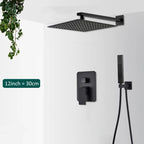 Matte Black Concealed Rainfall & Waterfall Shower System with Tub Spout