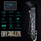 Cascade Royale LED Shower Panel System with Digital Temperature Display & 6-Function Spa Experience
