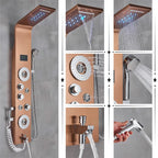 Cascade Royale LED Shower Panel System with Digital Temperature Display & 6-Function Spa Experience
