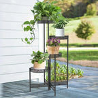 HavenHarbor Modern Metal Plant Stand – 3 & 4 Tier Foldable Indoor & Outdoor Plant Display