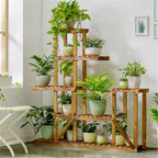 VerdeVista 6-Tier Wooden Plant Stand & Indoor Outdoor Display Shelf