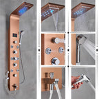 Cascade Royale LED Shower Panel System with Digital Temperature Display & 6-Function Spa Experience