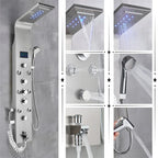 Cascade Royale LED Shower Panel System with Digital Temperature Display & 6-Function Spa Experience