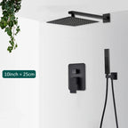 Matte Black Concealed Rainfall & Waterfall Shower System with Tub Spout
