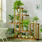 VerdeVista 6-Tier Wooden Plant Stand & Indoor Outdoor Display Shelf