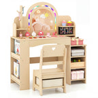 Kids Vanity Set with LED Mirror and Chair - Natural