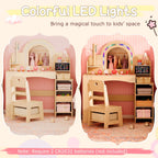 Kids Vanity Set with LED Mirror and Chair - Natural