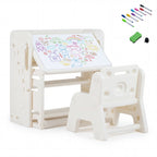 Kids Writing Desk and Chair Set with Side Bookshelves