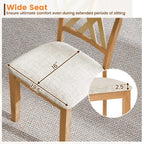 Linen Fabric Upholstered Wooden Dining Chair Set of 4 with Rubber Wood Frame for Dining Room