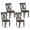 Linen Fabric Upholstered Wooden Dining Chair Set of 4 with Rubber Wood Frame for Dining Room
