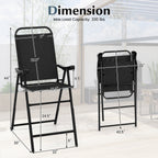 Folding Patio Bar Stool Set of 2 with Footrest - Black