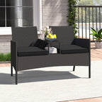Patio Loveseat with Built-in Table and Storage