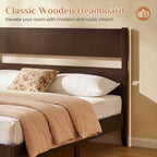 Queen Bed Frame with Headboard and Solid Wood Legs