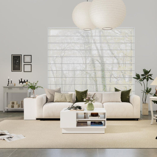 5-Piece Modern Living Room Table Set, White