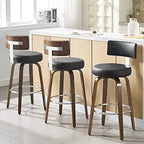 Walnut Crest Swivel Faux Leather Bar Stools