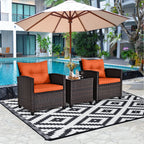 HavenHarbor 3-Piece Wicker Patio Conversation Set with Cushions & Glass Coffee Table