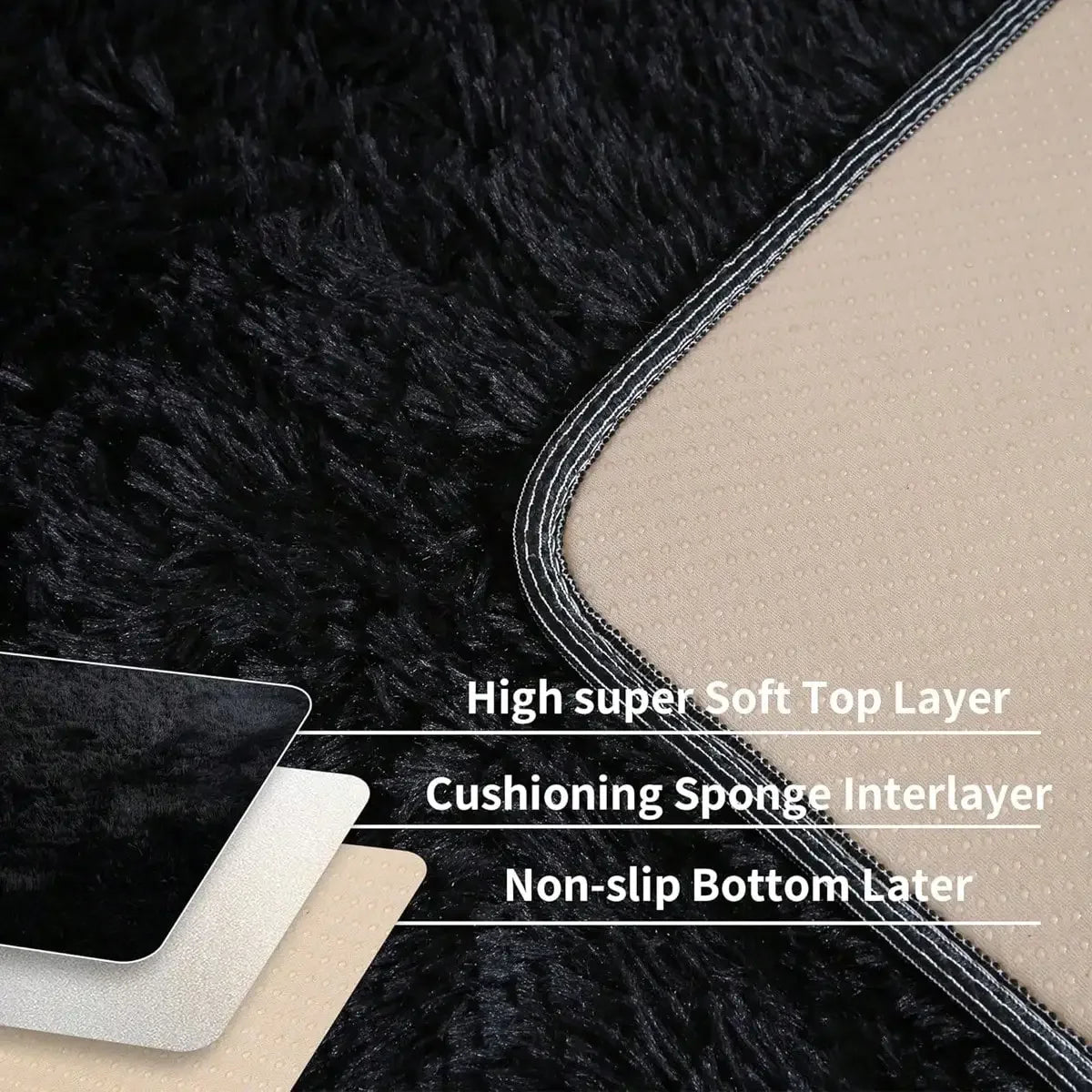 Plush Long-Pile Shag Area Rug with Non-Slip Backing