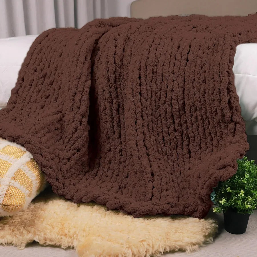 Haven Ridge Chunky Knit Chenille Throw Blanket