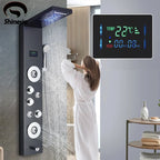 Cascade Luxe LED Shower Panel System with Digital Temperature Display & SPA Massage Jets