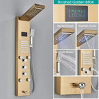 Cascade Luxe LED Shower Panel System with Digital Temperature Display & SPA Massage Jets
