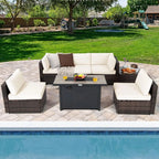 Monterey 7-Piece Patio Lounge Set with Fire Pit Table
