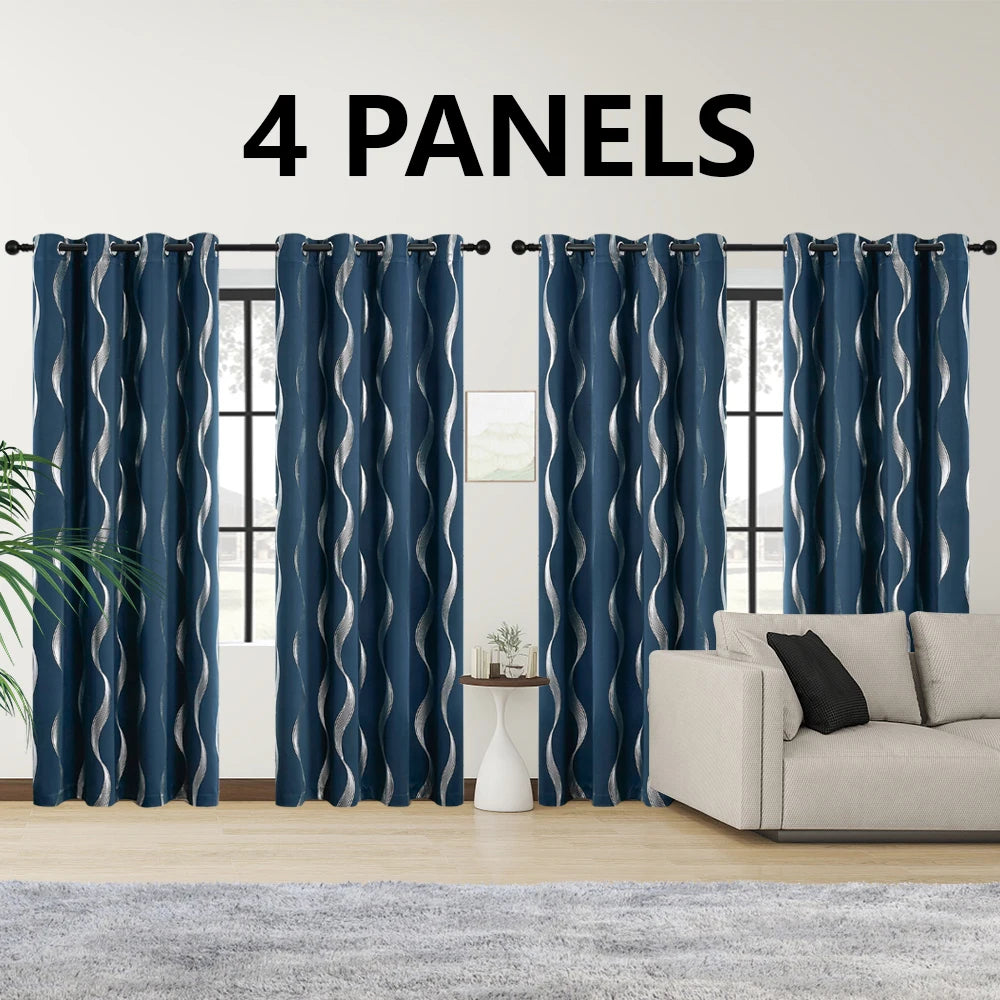 Midnight Wave Blackout Thermal Curtain Set
