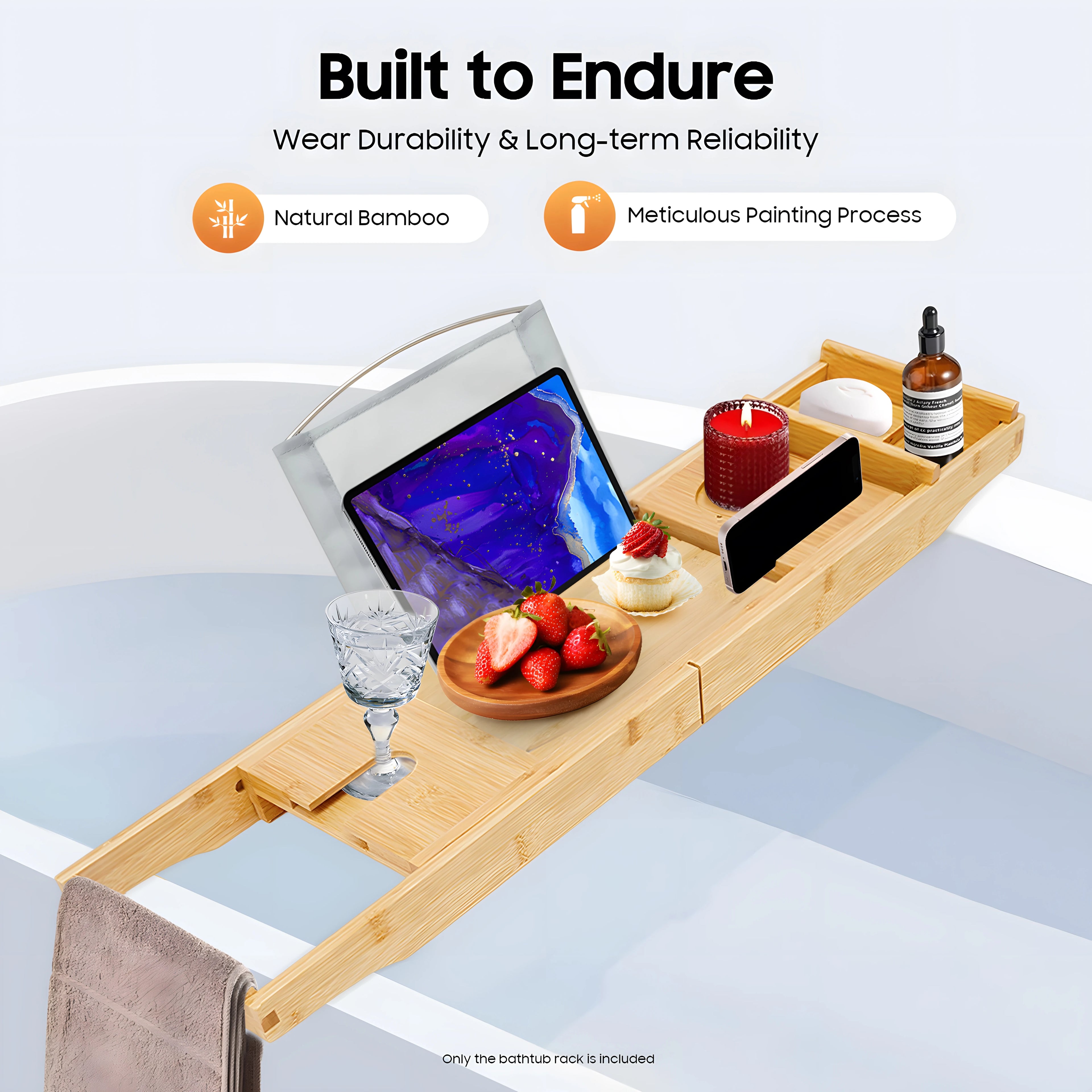 Serenity Spa Expandable Bamboo Bathtub Caddy Tray