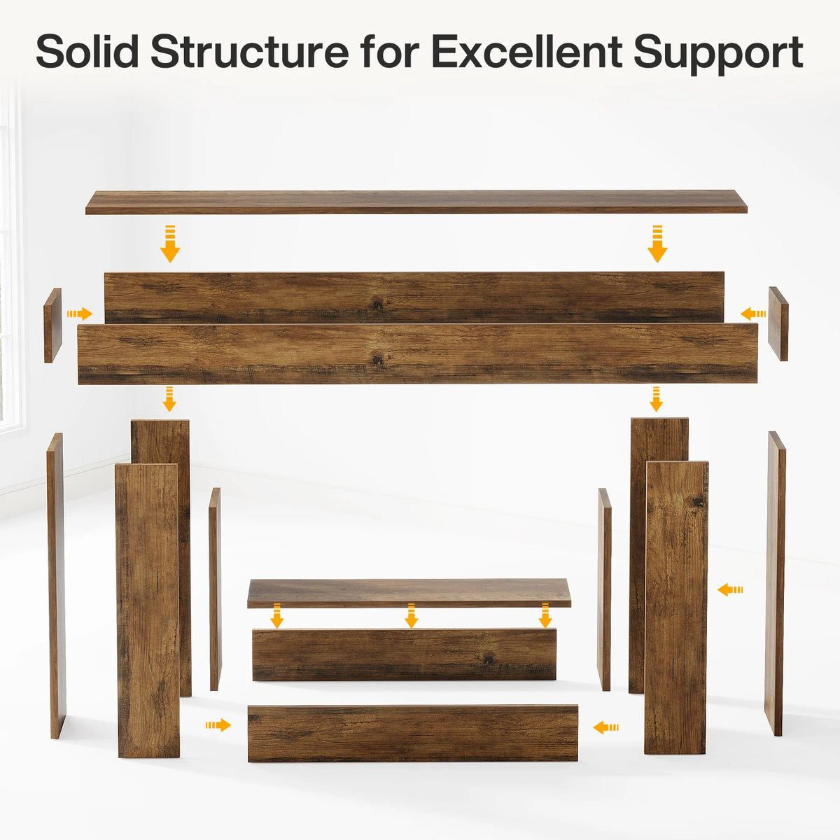 Tribesigns 160 cm Console Table, Farmhouse 2-Tier Entryway Table with U-Shaped Base, Narrow Wood Sofa Table Behind Couch Table