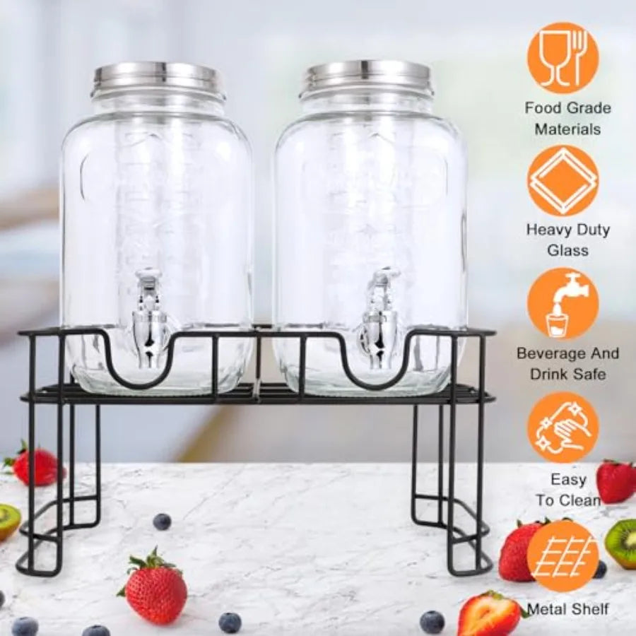 Haven Ridge Entertain Glass Beverage Dispenser Set with Fruit Infuser