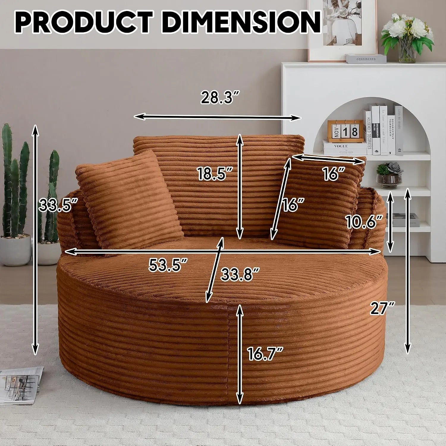 Oversized Round Corduroy Cloud Lounge Chair