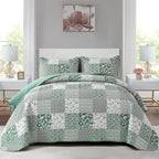 Haven Meadow Boho Floral Quilt Set – 3 Piece